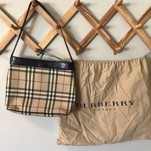 Burberry London leather trimmed classic hobo